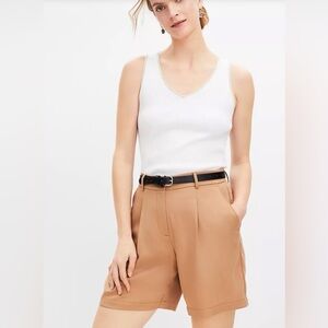 LOFT/ NWOT Tan High-Rise Bermuda Shorts